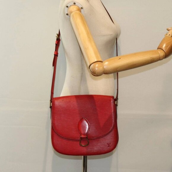LOUIS VUITTON Epi Saint Cloud GM Shoulder Bag Red